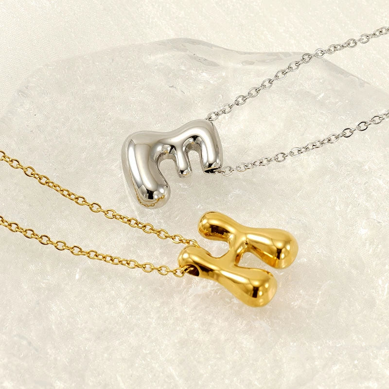 316L Stainless Steel Pendant Necklace With Letter Pattern 18K Gold Plated Unisex - Image 3