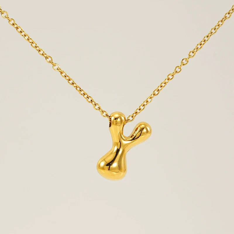 316L Stainless Steel Pendant Necklace With Letter Pattern 18K Gold Plated Unisex - Image 30