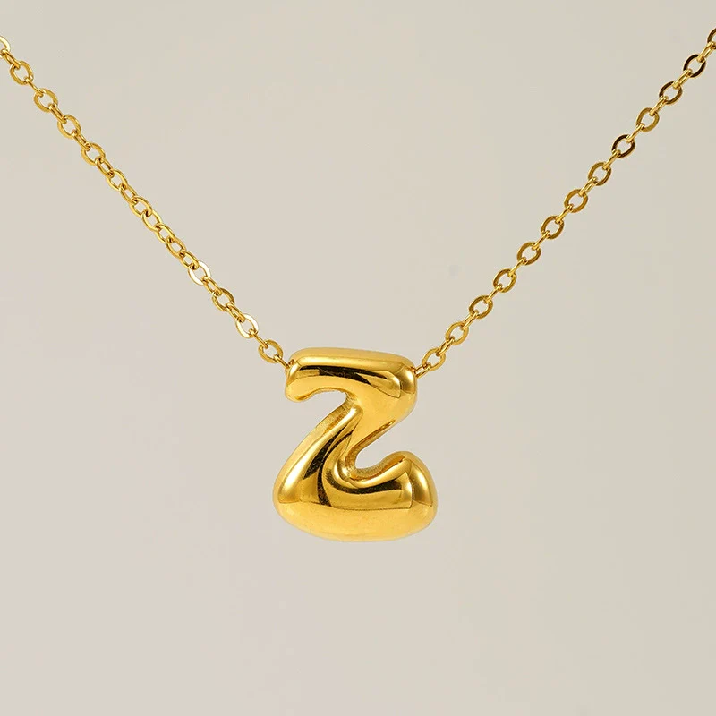 316L Stainless Steel Pendant Necklace With Letter Pattern 18K Gold Plated Unisex - Image 31