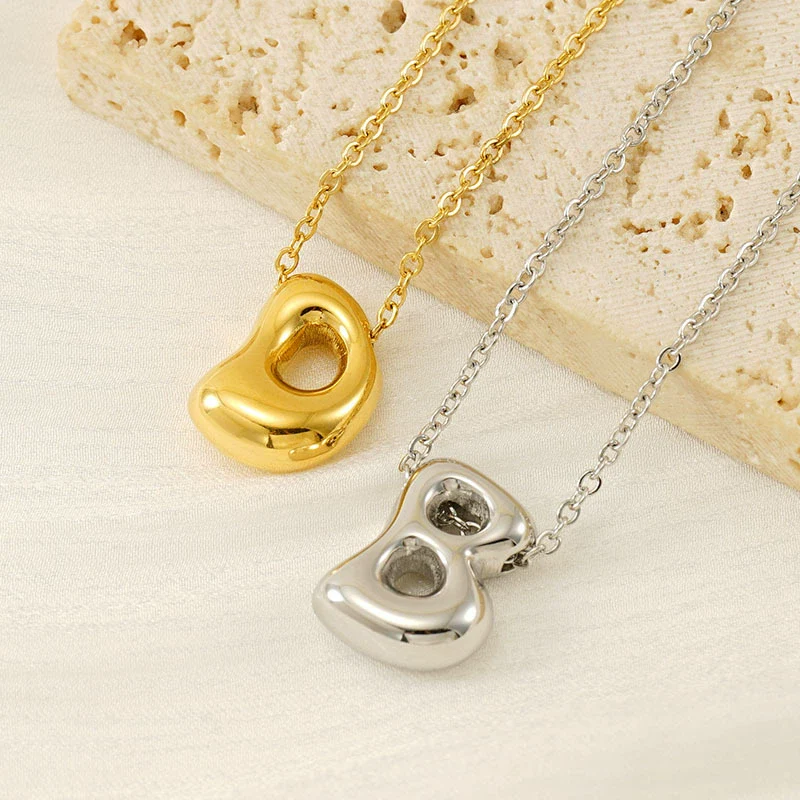 316L Stainless Steel Pendant Necklace With Letter Pattern 18K Gold Plated Unisex - Image 4