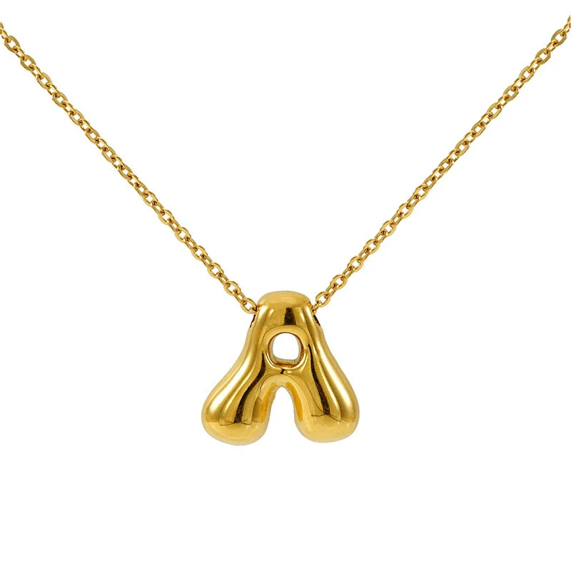 316L Stainless Steel Pendant Necklace With Letter Pattern 18K Gold Plated Unisex - Image 5