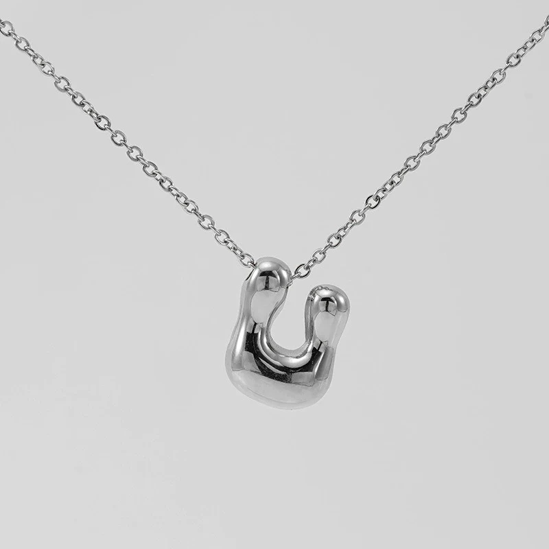 316L Stainless Steel Pendant Necklace With Letter Pattern 18K Gold Plated Unisex - Image 52