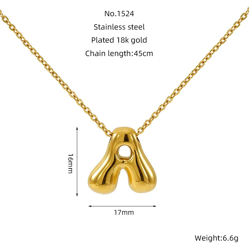 316L Stainless Steel Pendant Necklace With Letter Pattern 18K Gold Plated Unisex - Image 6