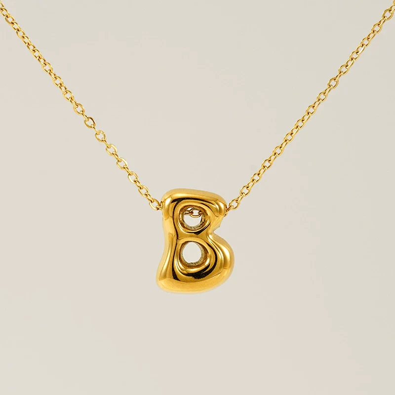 316L Stainless Steel Pendant Necklace With Letter Pattern 18K Gold Plated Unisex - Image 7