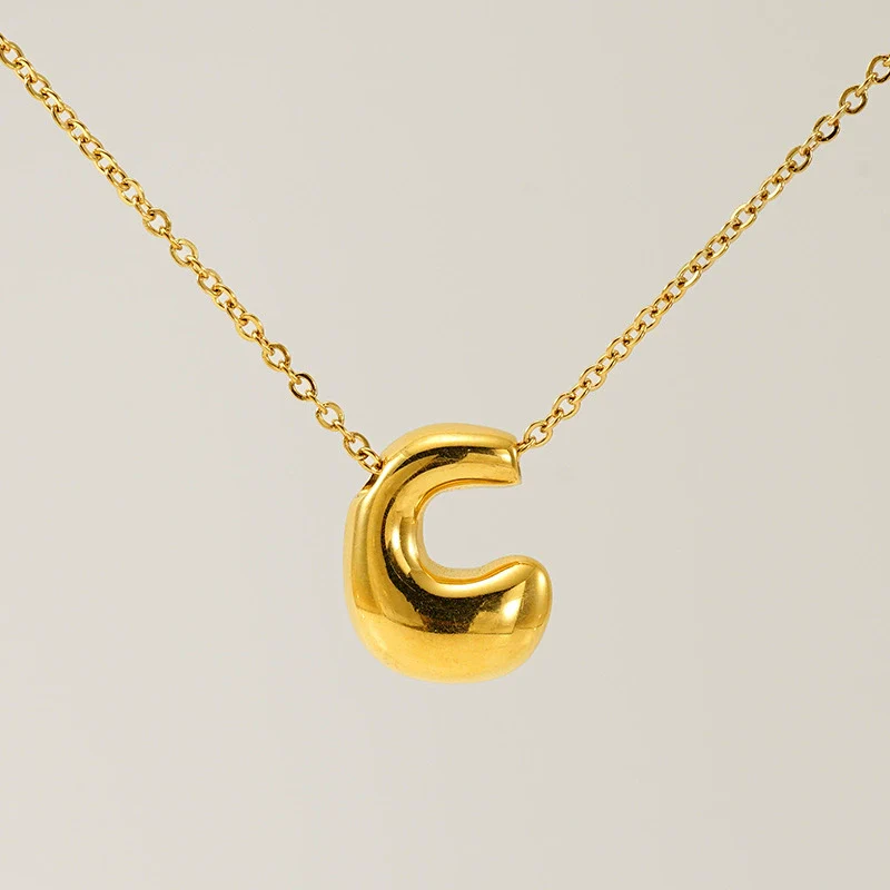 316L Stainless Steel Pendant Necklace With Letter Pattern 18K Gold Plated Unisex - Image 8