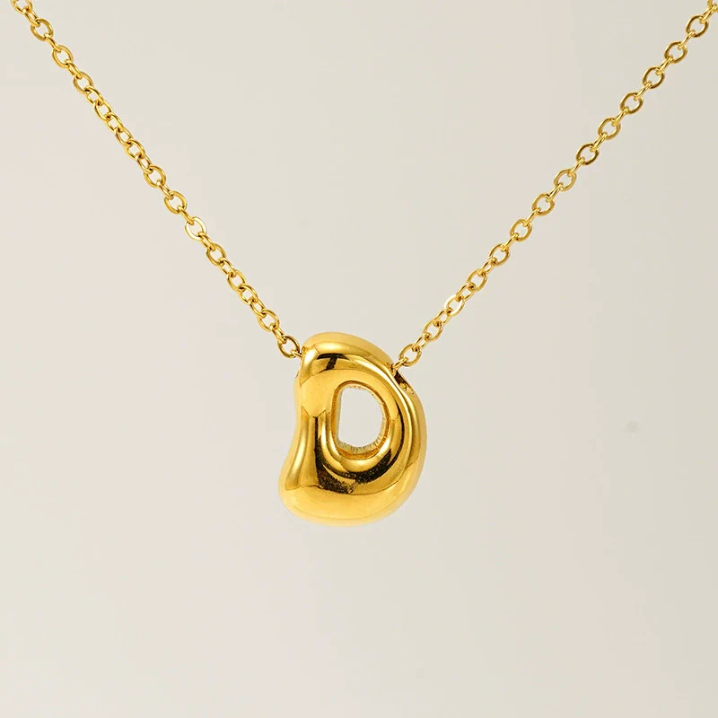 316L Stainless Steel Pendant Necklace With Letter Pattern 18K Gold Plated Unisex - Image 9