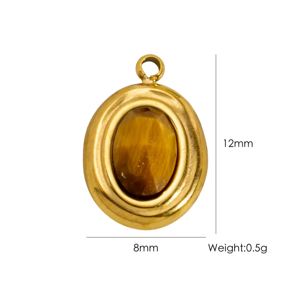 Titanium Steel Pendant With Oildrip Inlaid Diamonds And Natural Stone Stainless Steel Furnace Gold Accessories Geometric Style Electroplated - Image 10