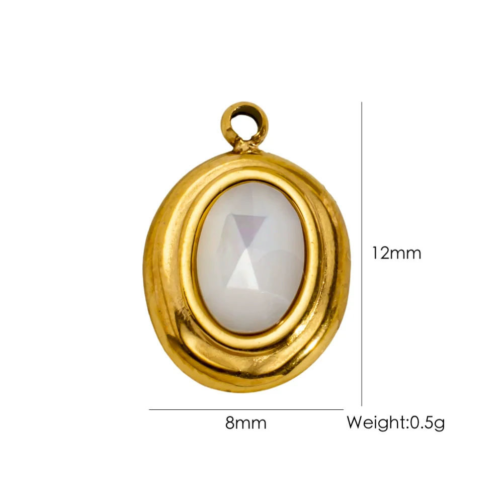 Titanium Steel Pendant With Oildrip Inlaid Diamonds And Natural Stone Stainless Steel Furnace Gold Accessories Geometric Style Electroplated - Image 11