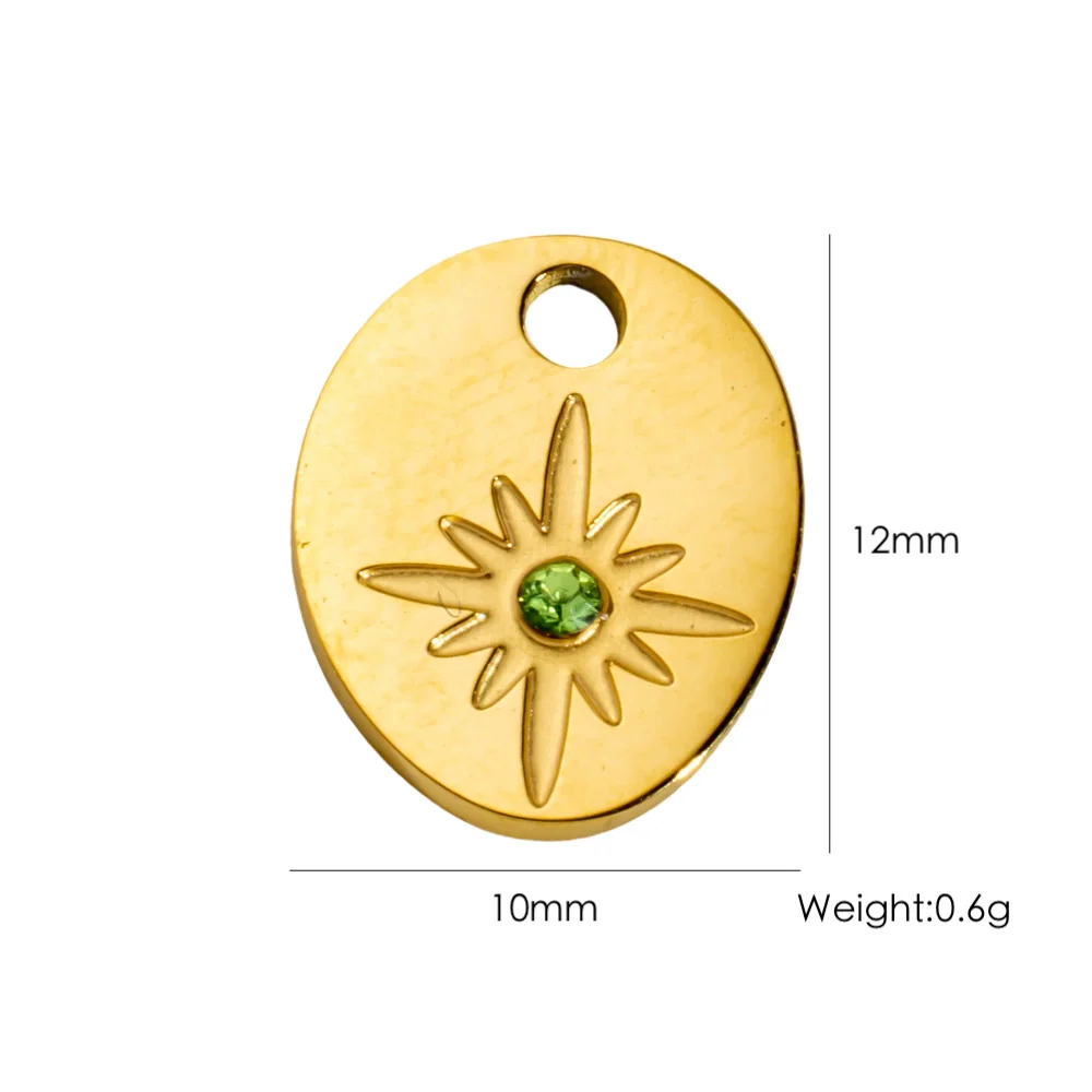 Titanium Steel Pendant With Oildrip Inlaid Diamonds And Natural Stone Stainless Steel Furnace Gold Accessories Geometric Style Electroplated - Image 12
