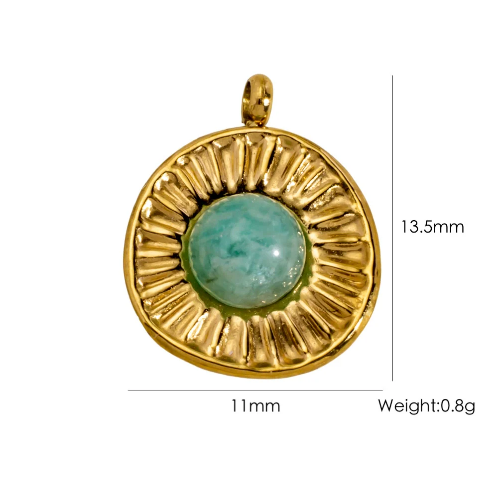Titanium Steel Pendant With Oildrip Inlaid Diamonds And Natural Stone Stainless Steel Furnace Gold Accessories Geometric Style Electroplated - Image 15
