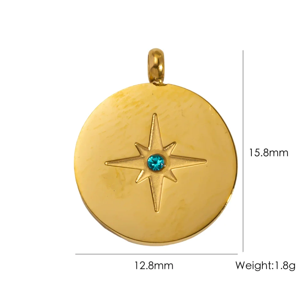 Titanium Steel Pendant With Oildrip Inlaid Diamonds And Natural Stone Stainless Steel Furnace Gold Accessories Geometric Style Electroplated - Image 24