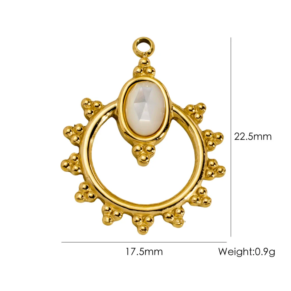 Titanium Steel Pendant With Oildrip Inlaid Diamonds And Natural Stone Stainless Steel Furnace Gold Accessories Geometric Style Electroplated - Image 29