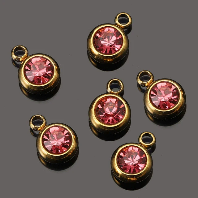 Titanium Steel Rhinestone Birthstone Pendant Jewelry Accessories With Electroplating - Image 11