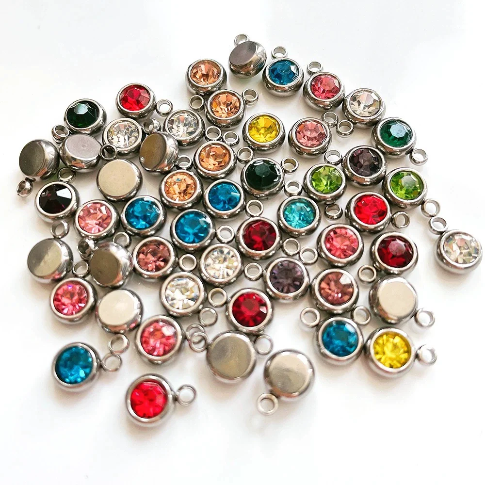 Titanium Steel Rhinestone Birthstone Pendant Jewelry Accessories With Electroplating - Image 3