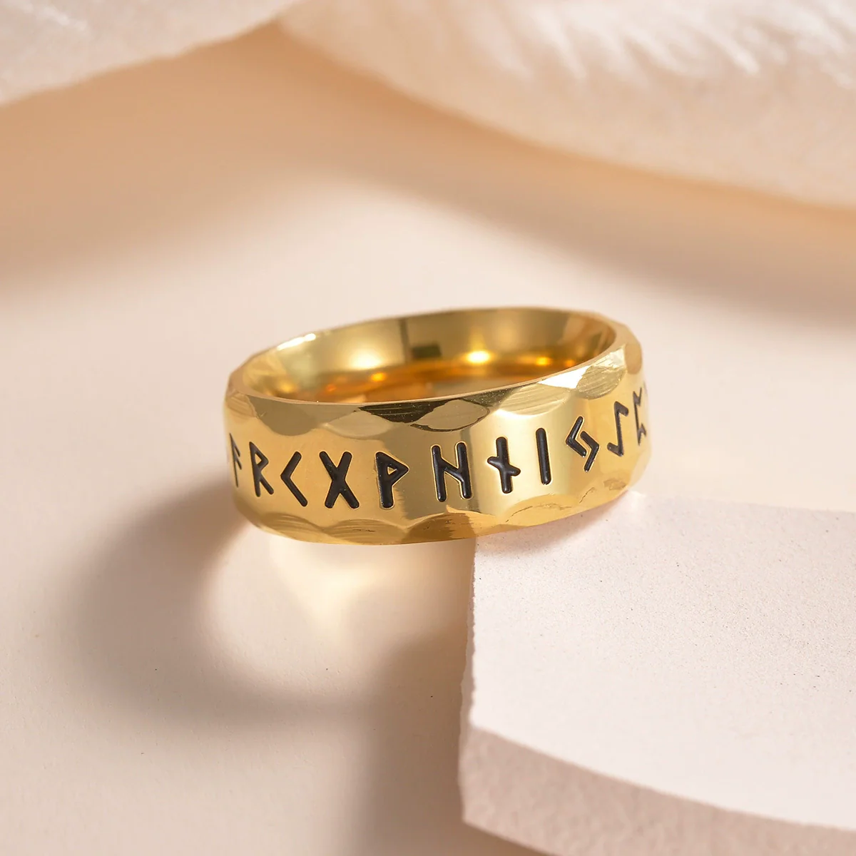 Titanium Steel Ring Antique Silver Retro With Letters Numbers Text Electroplating For Men - Image 4