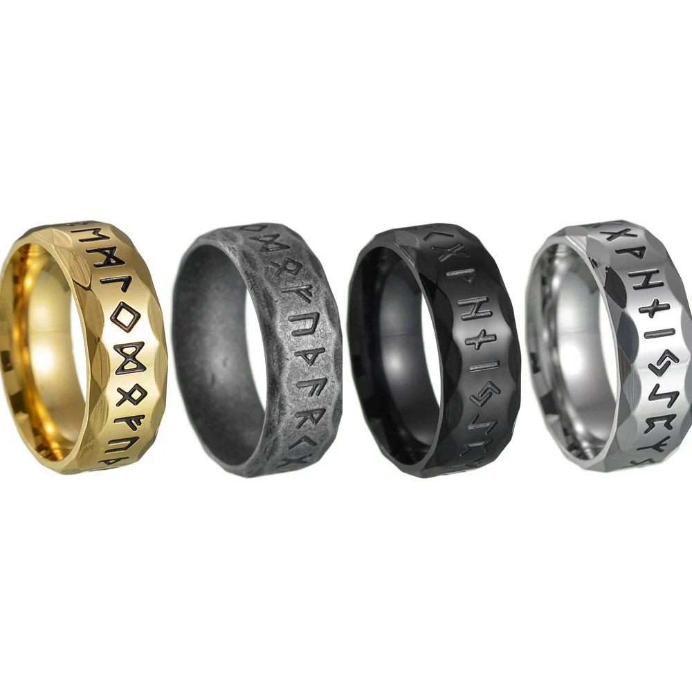 Titanium Steel Ring Antique Silver Retro With Letters Numbers Text Electroplating For Men - Image 5