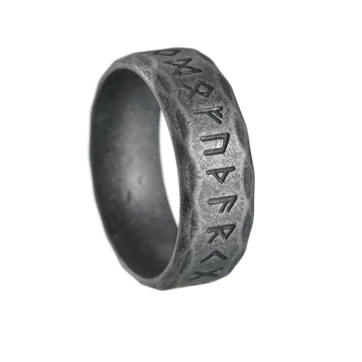 Titanium Steel Ring Antique Silver Retro With Letters Numbers Text Electroplating For Men - Image 6