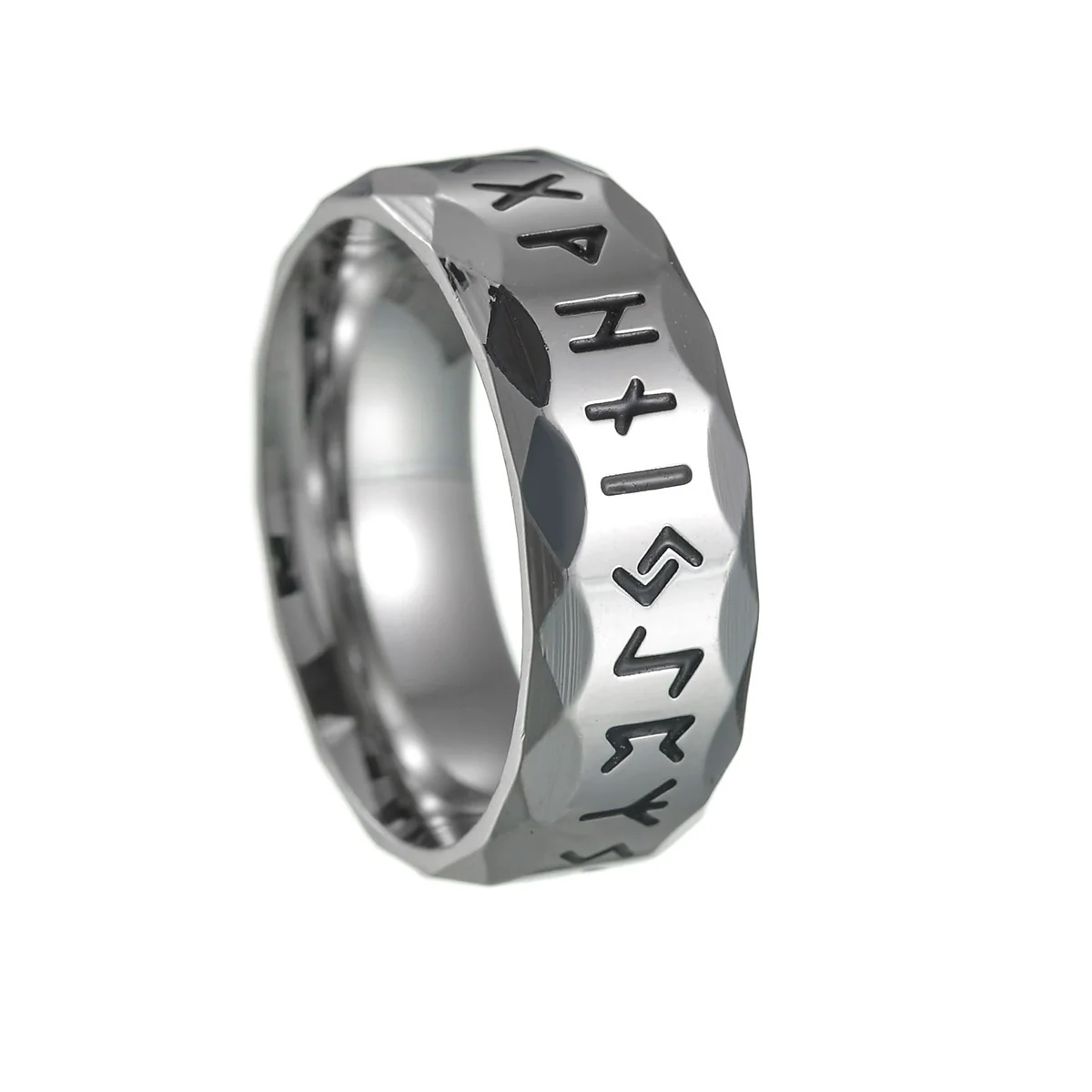 Titanium Steel Ring Antique Silver Retro With Letters Numbers Text Electroplating For Men - Image 8