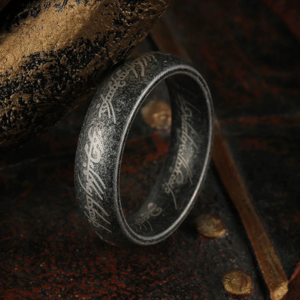 Titanium Steel Ring With Distressed Style And Letters Numbers Text Pattern For Unisex Jewelry - Image 4