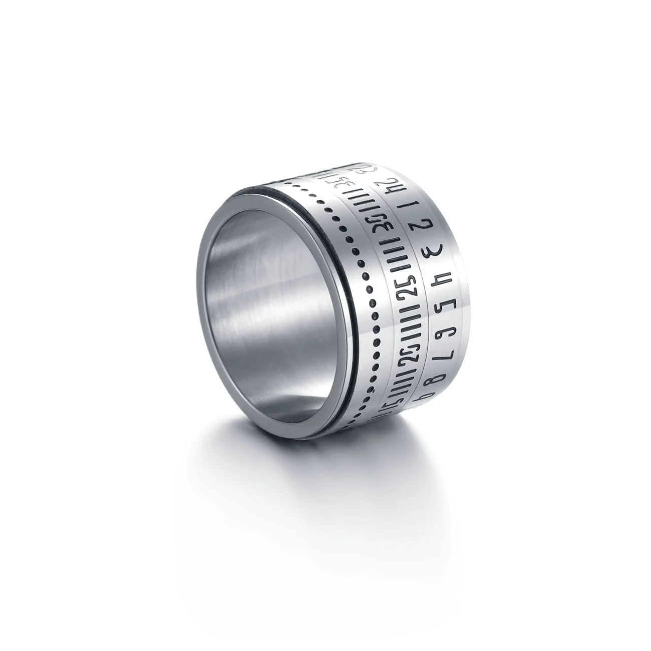 Titanium Steel Rotatable Ring With Arabic Digital Pattern Polishing Drip Treatment For Men And Unisex - Image 4