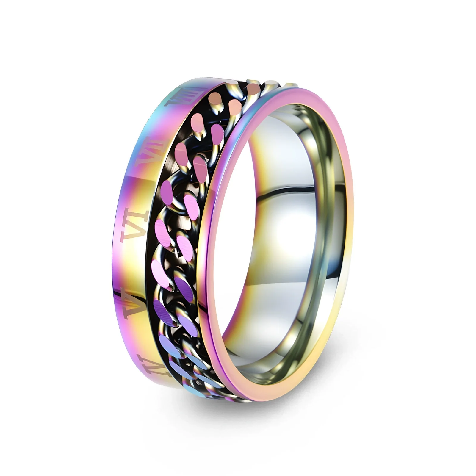 Titanium Steel Rotatable Ring With Letters Numbers Text Electroplating Unisex Hand Jewelry - Image 11