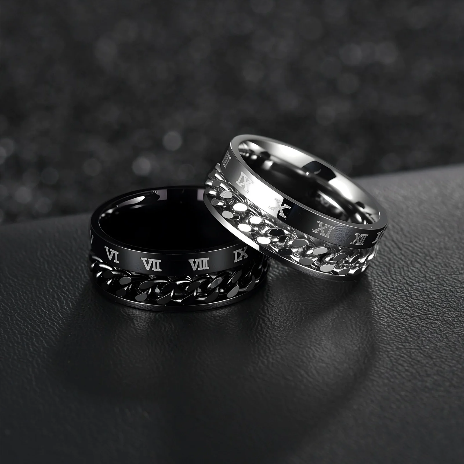 Titanium Steel Rotatable Ring With Letters Numbers Text Electroplating Unisex Hand Jewelry - Image 4