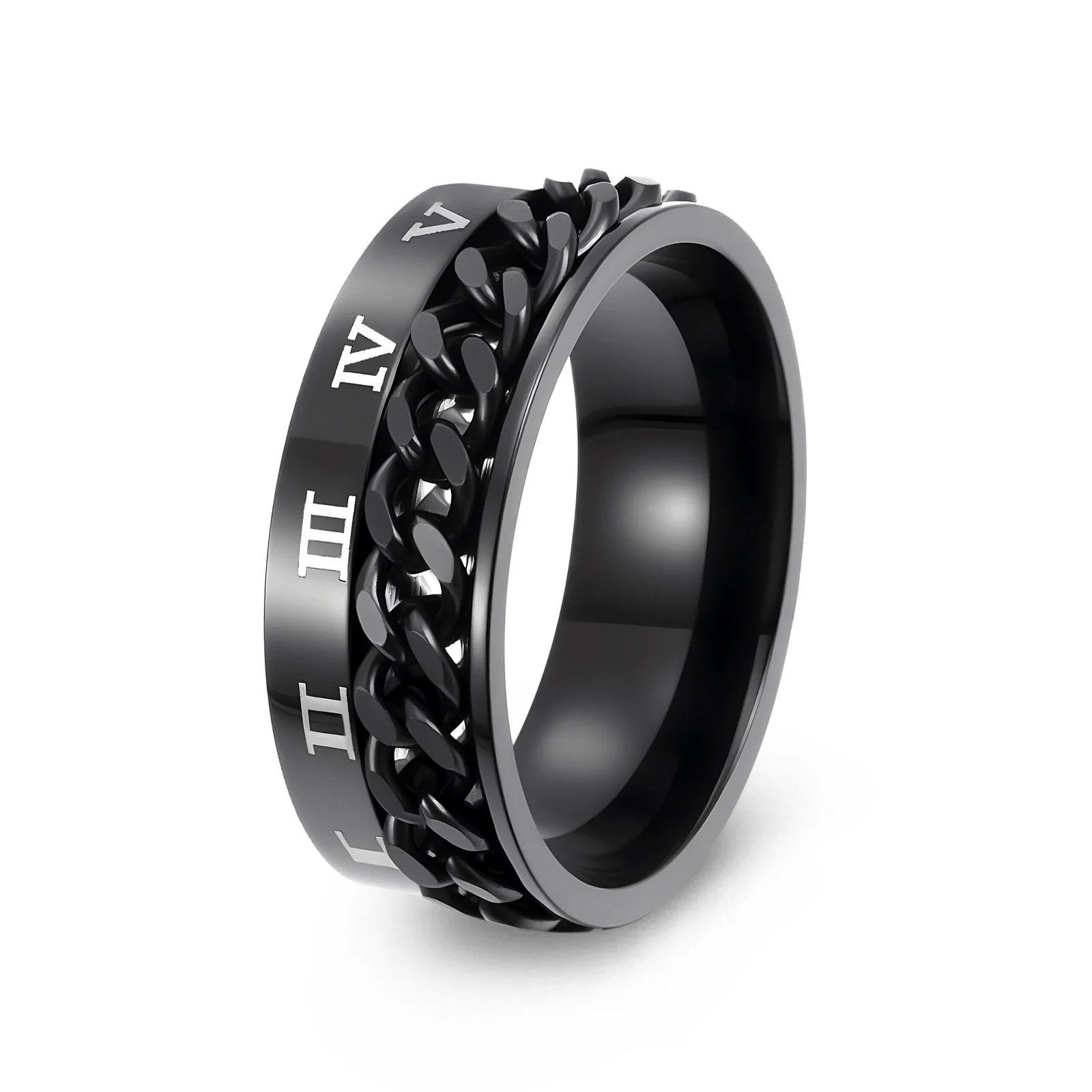 Titanium Steel Rotatable Ring With Letters Numbers Text Electroplating Unisex Hand Jewelry - Image 6