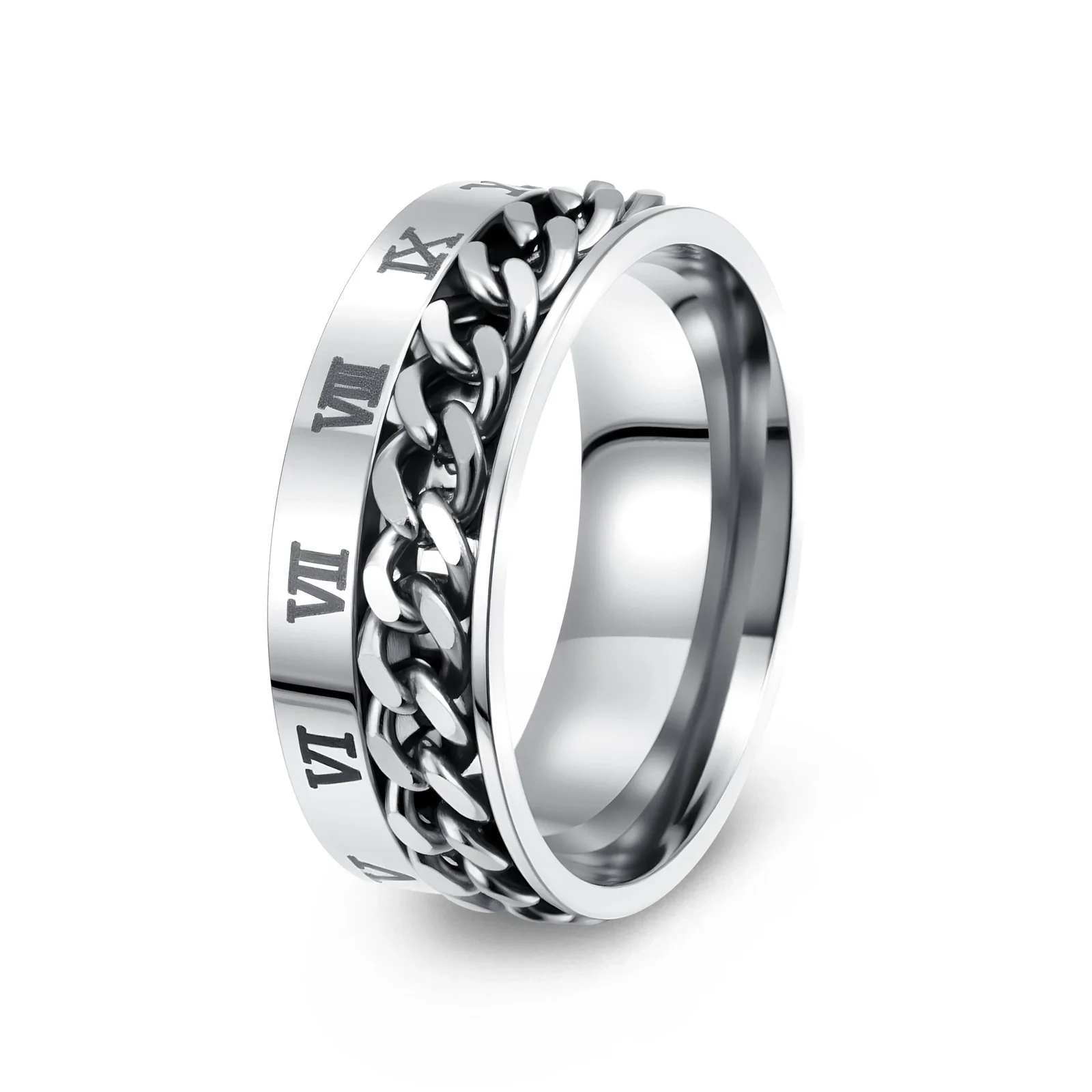 Titanium Steel Rotatable Ring With Letters Numbers Text Electroplating Unisex Hand Jewelry - Image 7