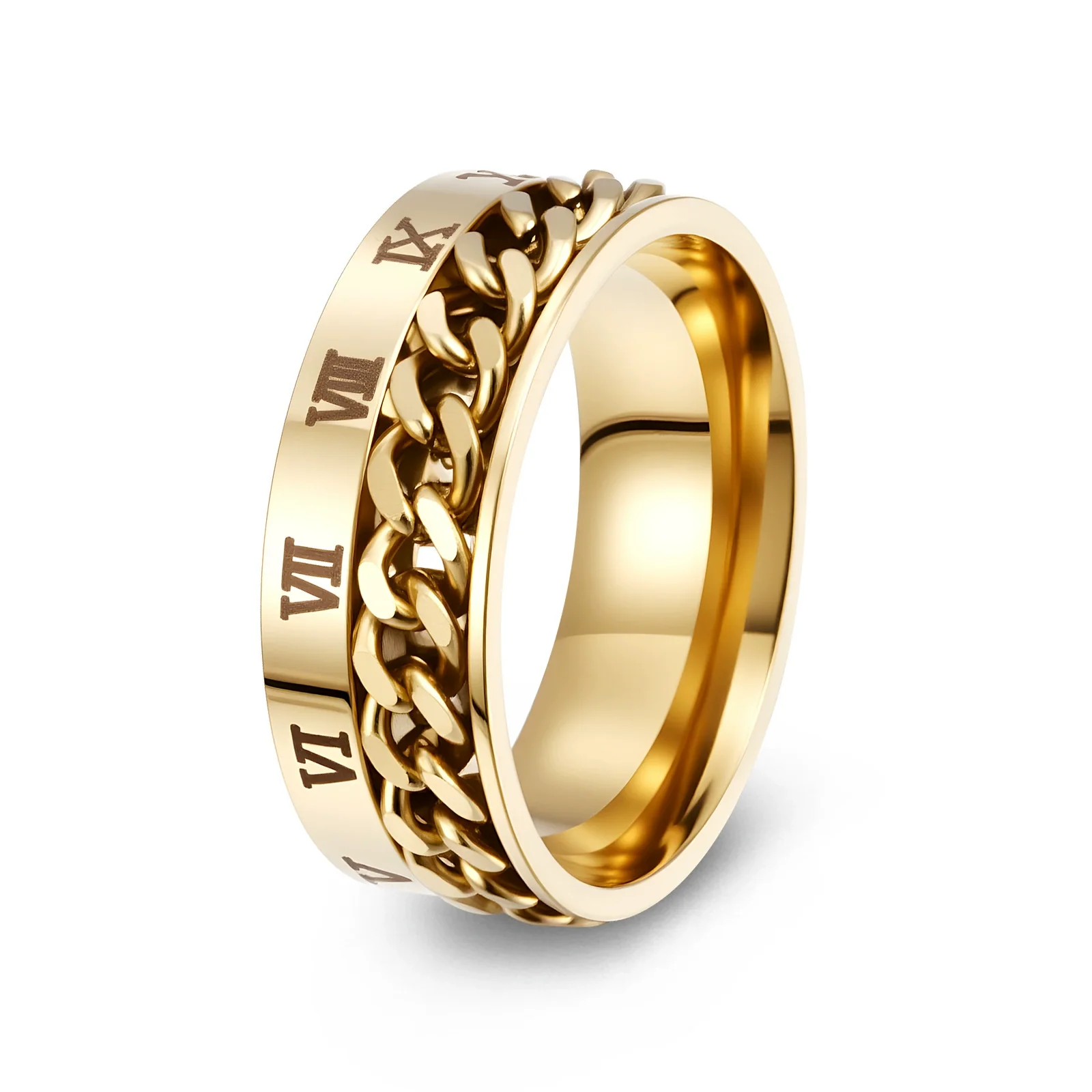 Titanium Steel Rotatable Ring With Letters Numbers Text Electroplating Unisex Hand Jewelry - Image 8