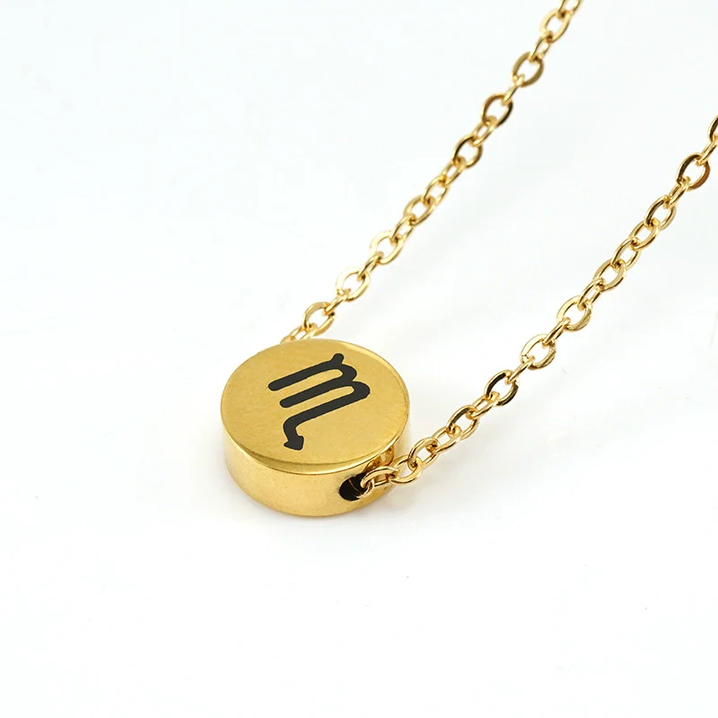 316L Stainless Steel Round Constellation Symbol Pendant Necklace For Women - Image 13