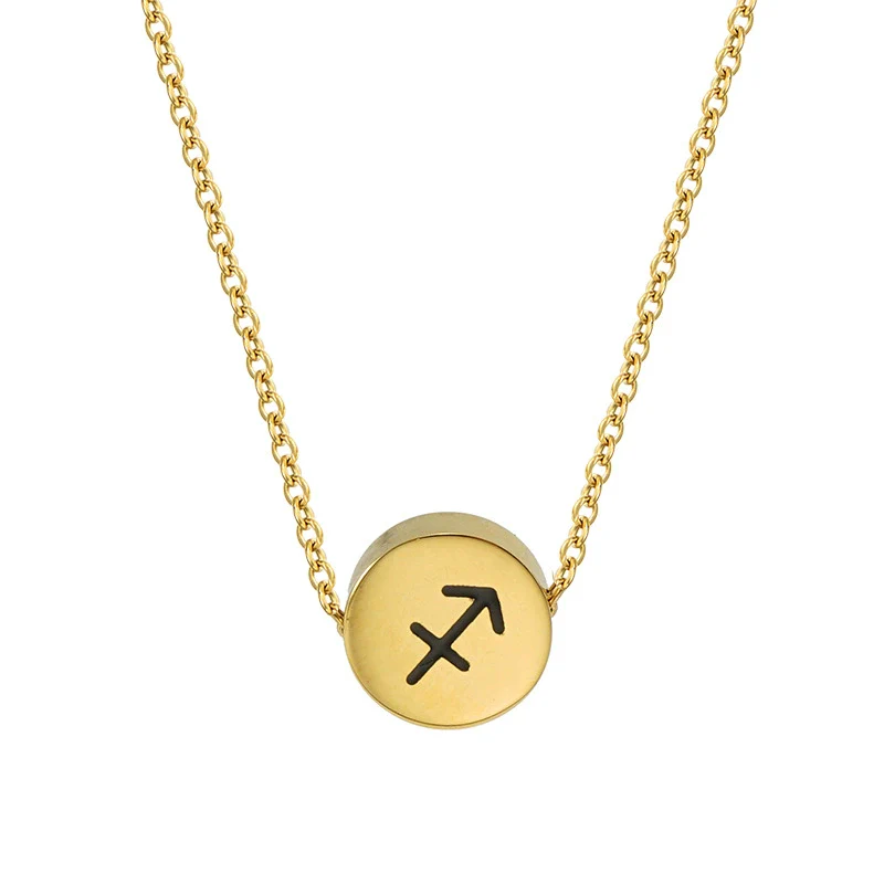 316L Stainless Steel Round Constellation Symbol Pendant Necklace For Women - Image 5