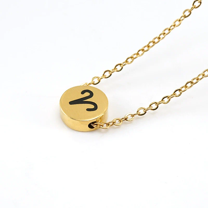 316L Stainless Steel Round Constellation Symbol Pendant Necklace For Women - Image 6