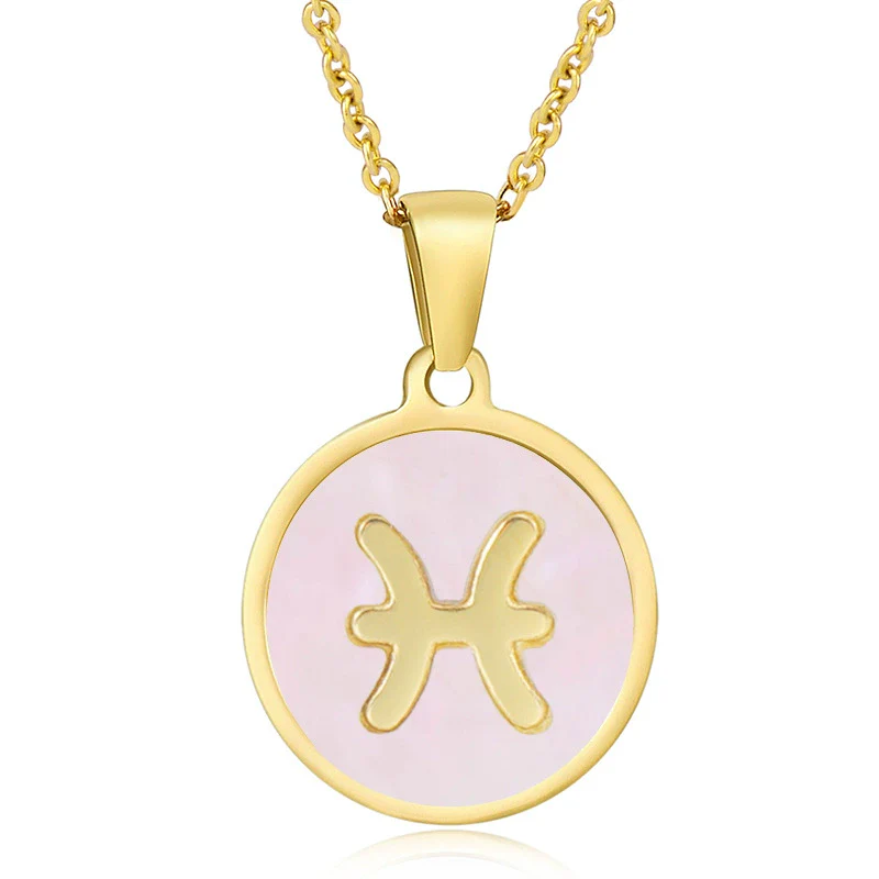 316L Stainless Steel Round Shell Constellation Necklace For Women With Vacuum Plating - Image 29