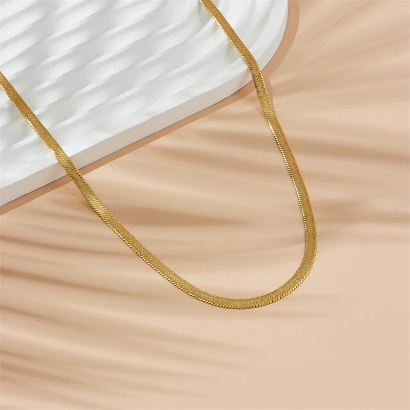 Titanium Steel Snake Bone Chain Necklace Women's Geometric Electroplated Simple Style Light Luxury Accessories - Image 2