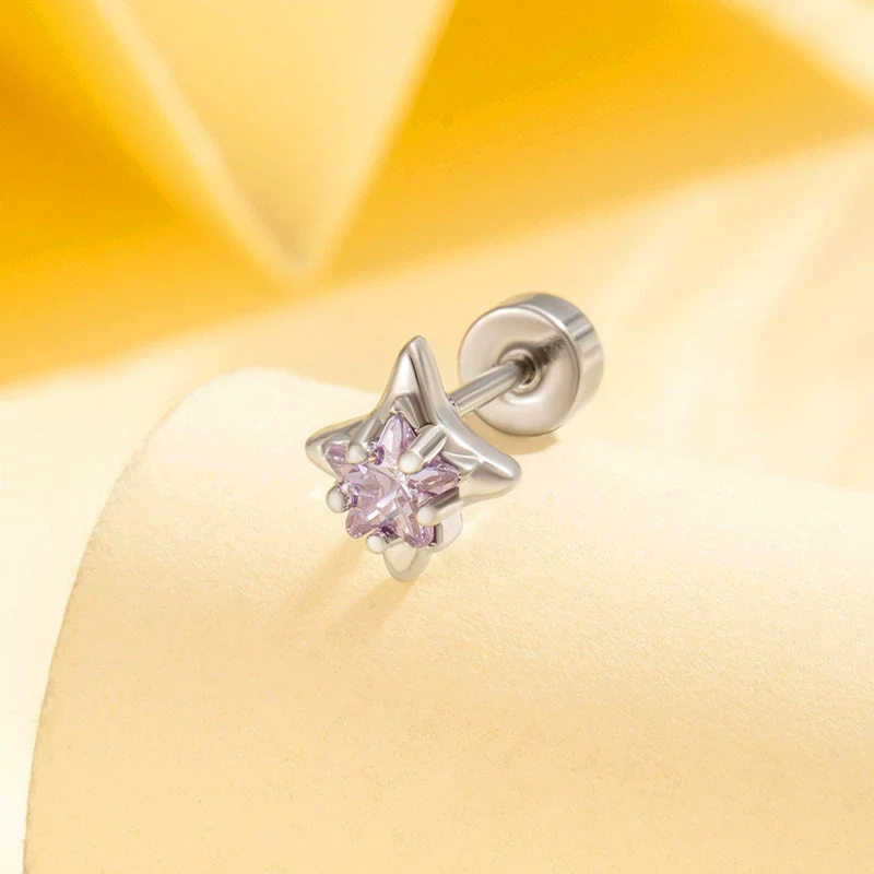 Titanium Steel Starshaped Zirconia Earrings For Women Versatile Style - Image 8