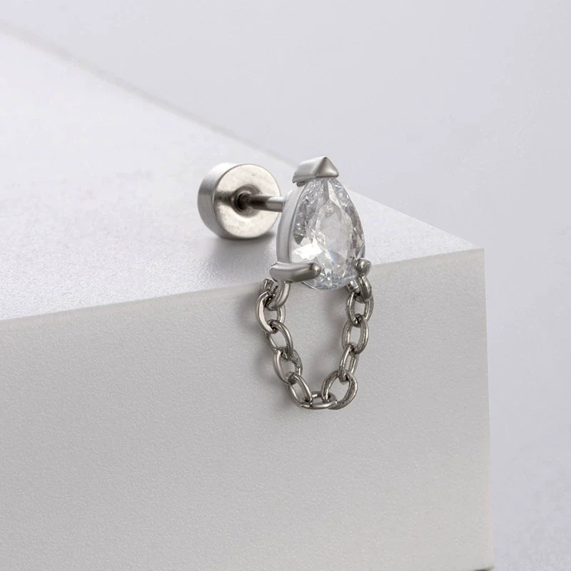 Titanium Steel Women's Bowknot Zirconia Earrings - Image 4