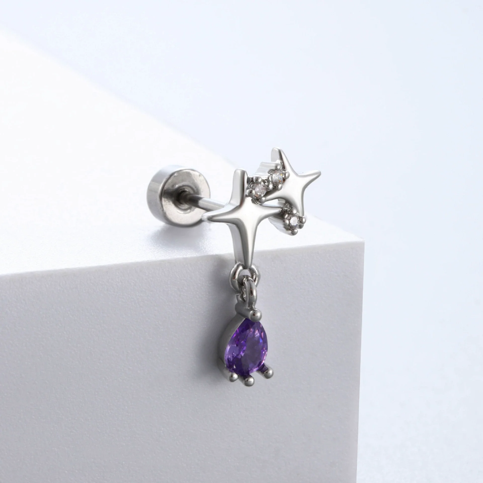 Titanium Steel Women's Earrings With Zirconia Bow And Drop Shape Design - Image 10