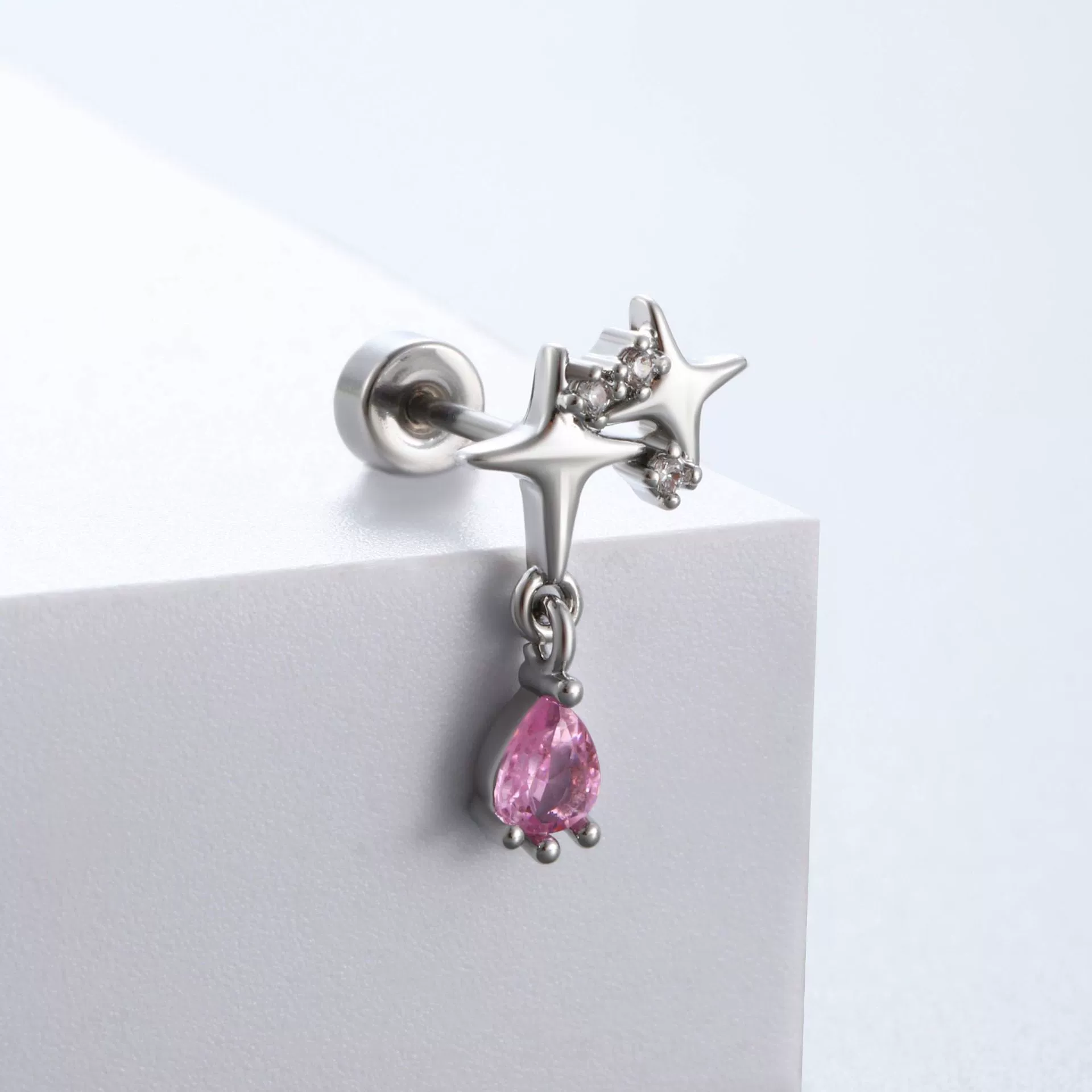 Titanium Steel Women's Earrings With Zirconia Bow And Drop Shape Design - Image 3