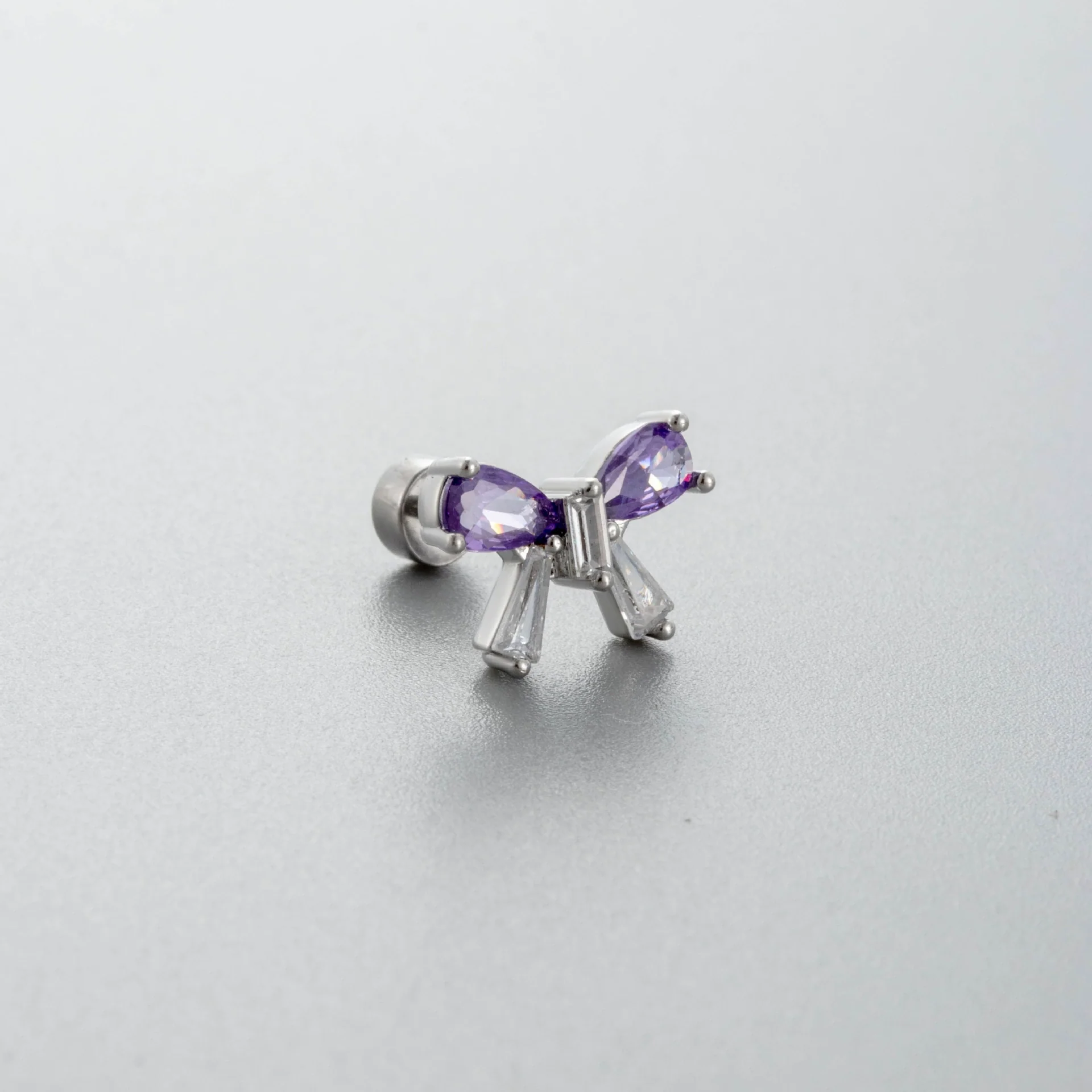 Titanium Steel Women's Earrings With Zirconia Bow And Drop Shape Design - Image 7