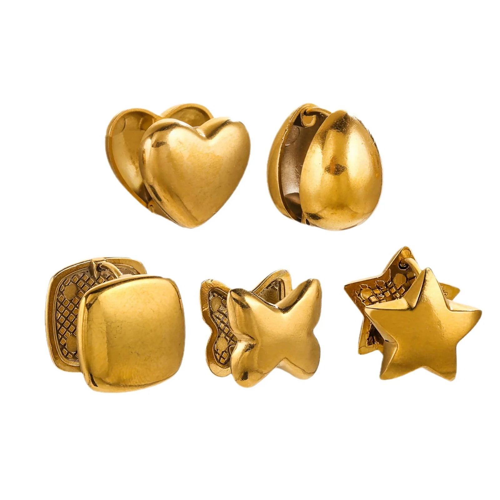 Titanium Steel Women's Geometric Star Glow Ball Earrings With Electroplating - Image 5