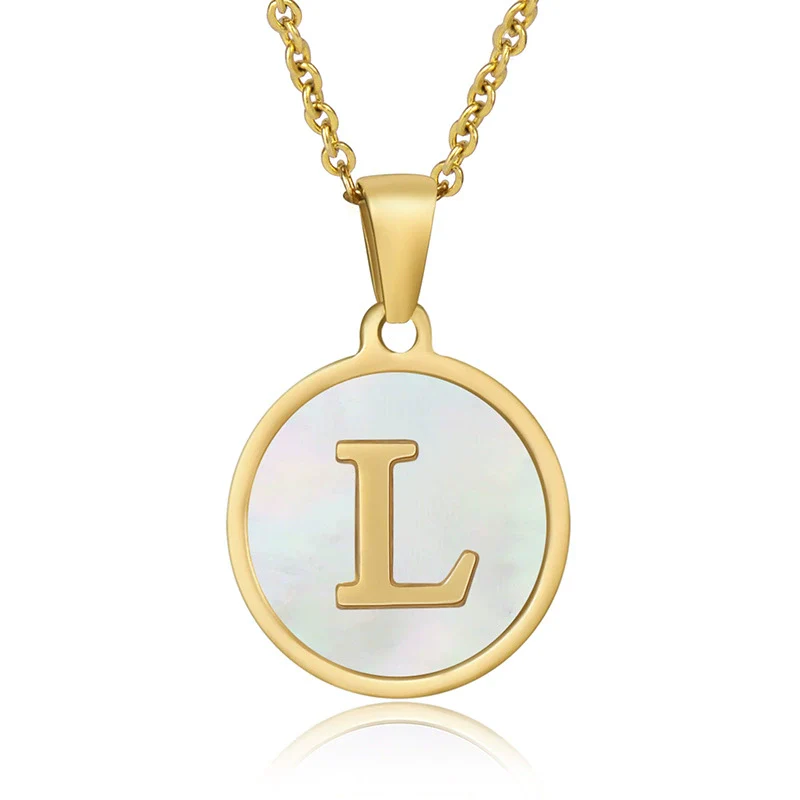 316L Stainless Steel Women's Letter Pattern Gold Inlaid Cross Chain Clavicle Necklace Pendant Jewelry - Image 17