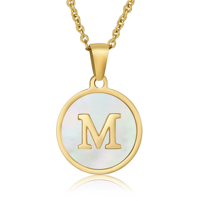 316L Stainless Steel Women's Letter Pattern Gold Inlaid Cross Chain Clavicle Necklace Pendant Jewelry - Image 18