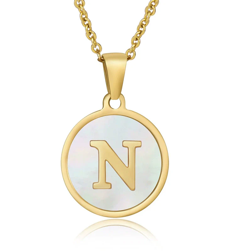 316L Stainless Steel Women's Letter Pattern Gold Inlaid Cross Chain Clavicle Necklace Pendant Jewelry - Image 19