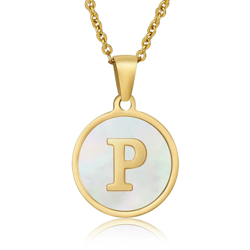 316L Stainless Steel Women's Letter Pattern Gold Inlaid Cross Chain Clavicle Necklace Pendant Jewelry - Image 21
