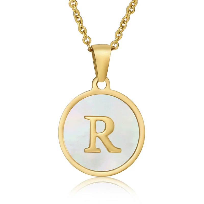 316L Stainless Steel Women's Letter Pattern Gold Inlaid Cross Chain Clavicle Necklace Pendant Jewelry - Image 23