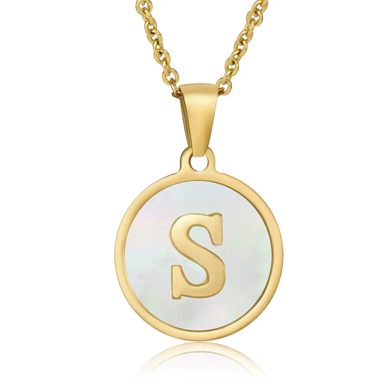 316L Stainless Steel Women's Letter Pattern Gold Inlaid Cross Chain Clavicle Necklace Pendant Jewelry - Image 24