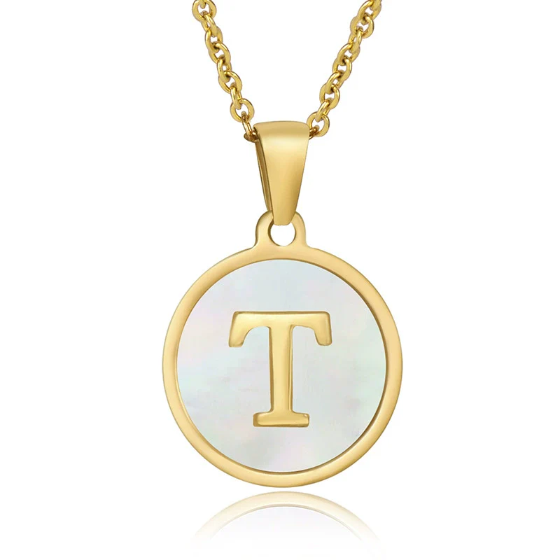 316L Stainless Steel Women's Letter Pattern Gold Inlaid Cross Chain Clavicle Necklace Pendant Jewelry - Image 25
