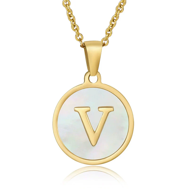 316L Stainless Steel Women's Letter Pattern Gold Inlaid Cross Chain Clavicle Necklace Pendant Jewelry - Image 27