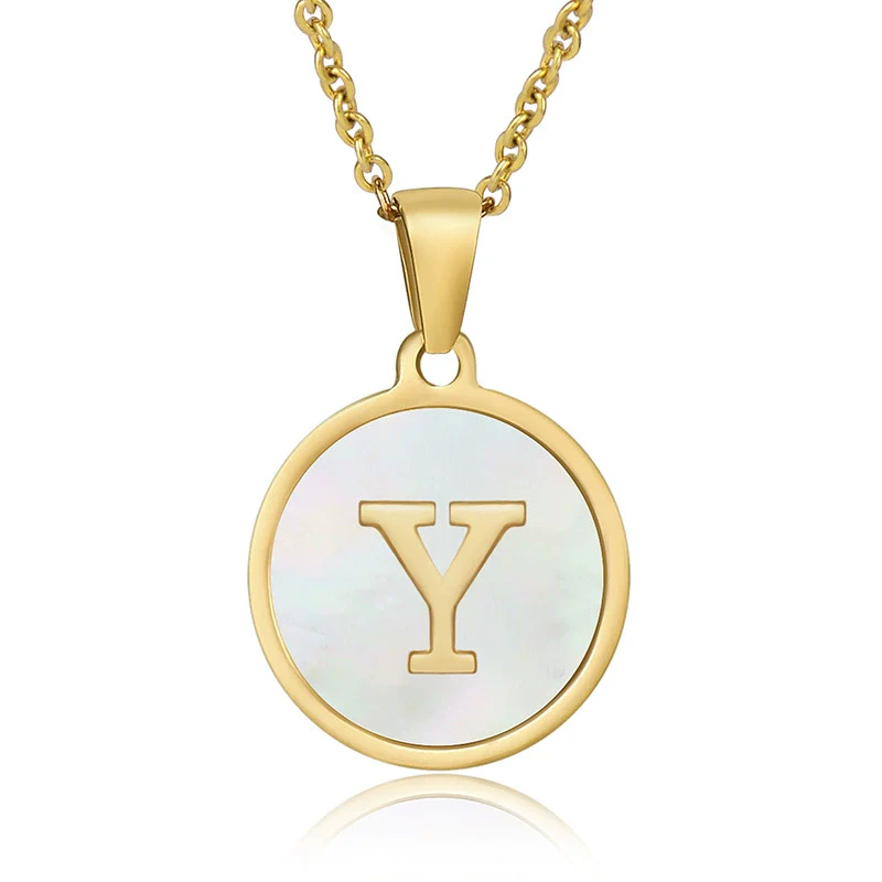 316L Stainless Steel Women's Letter Pattern Gold Inlaid Cross Chain Clavicle Necklace Pendant Jewelry - Image 30