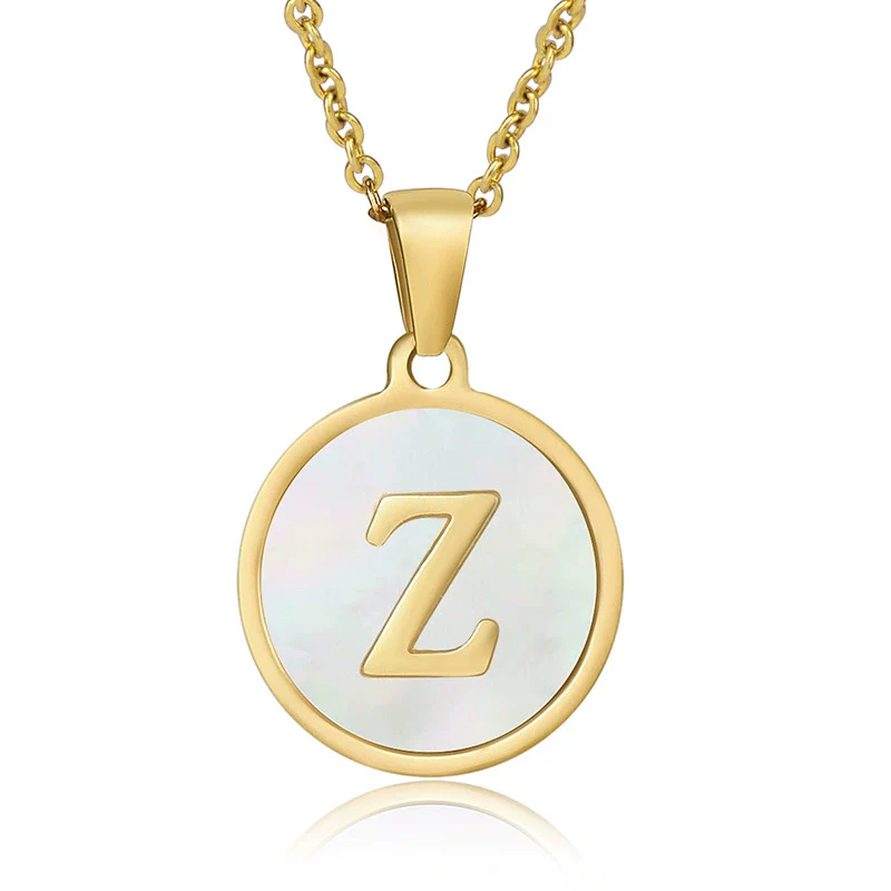316L Stainless Steel Women's Letter Pattern Gold Inlaid Cross Chain Clavicle Necklace Pendant Jewelry - Image 31